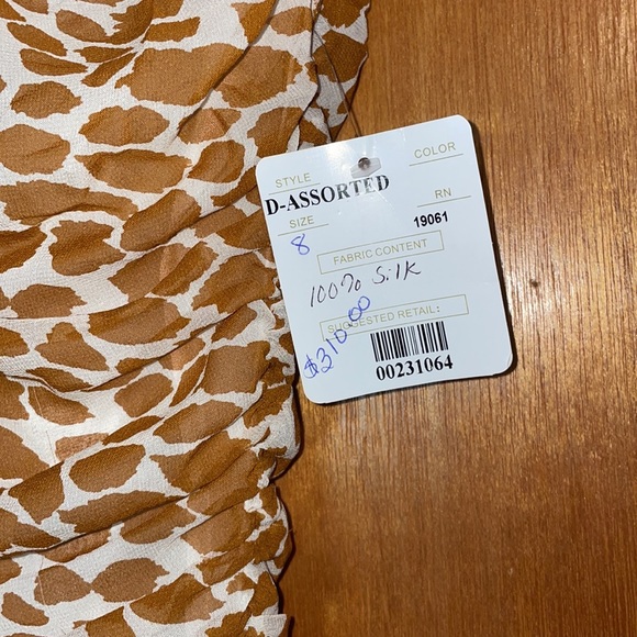 •DONCASTER•NWT 100% SILK RUFFLE GIRAFFE PRINT FRONT FULL 2-WAY ZIP DRESS SIZE 8 - Picture 6 of 10